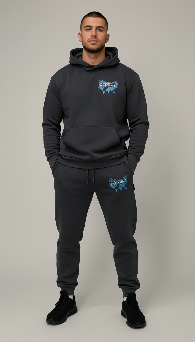 HOODRICH Sivi Worldwide Komplet sa Printom na Leðima