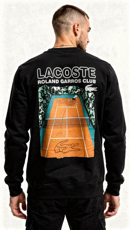 Lacoste x Roland Garros Crni Duks sa Printom na Leđima