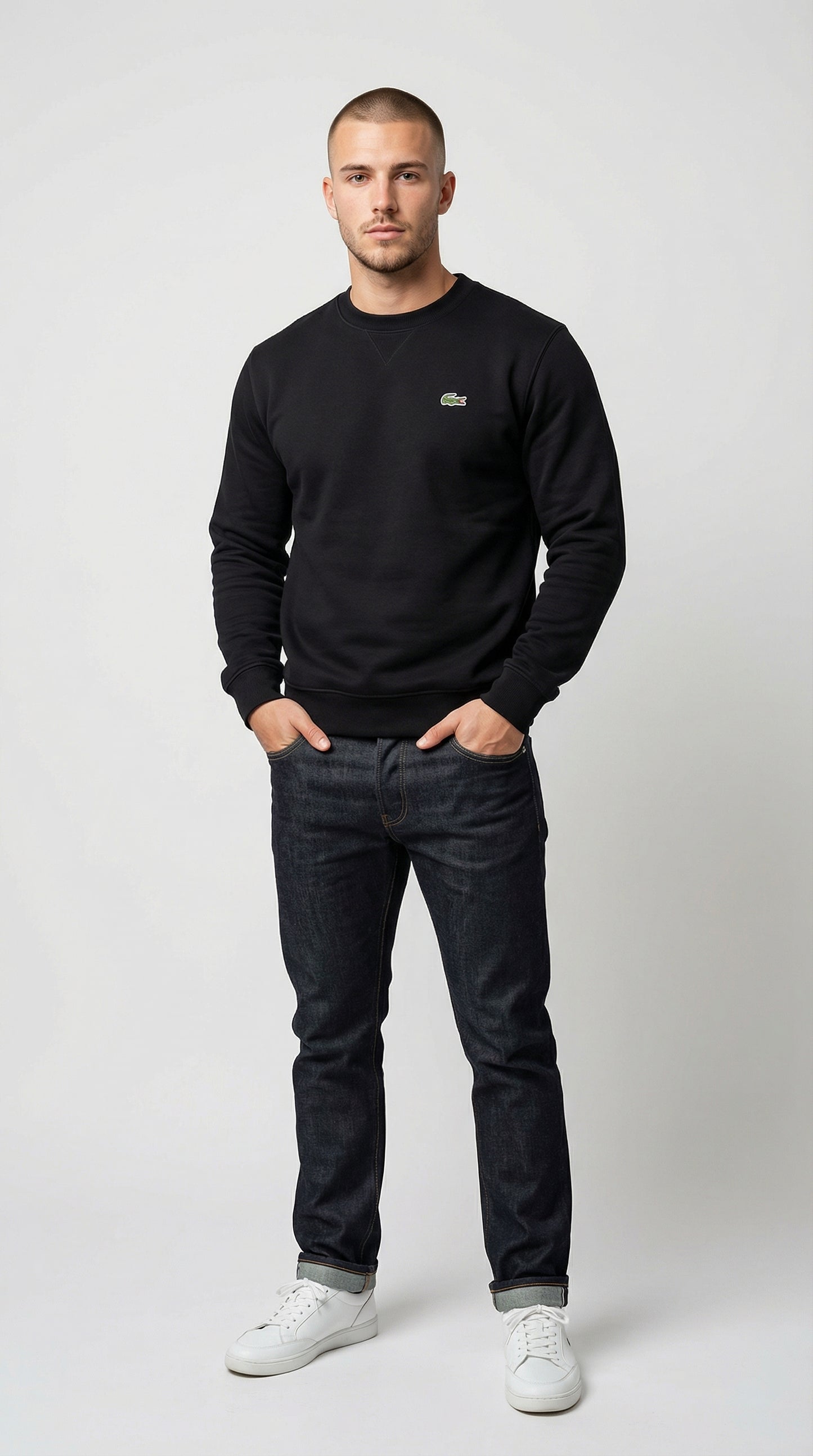 Lacoste Crni Unisex Duks sa Big Croc Logom [Relaxed Fit]