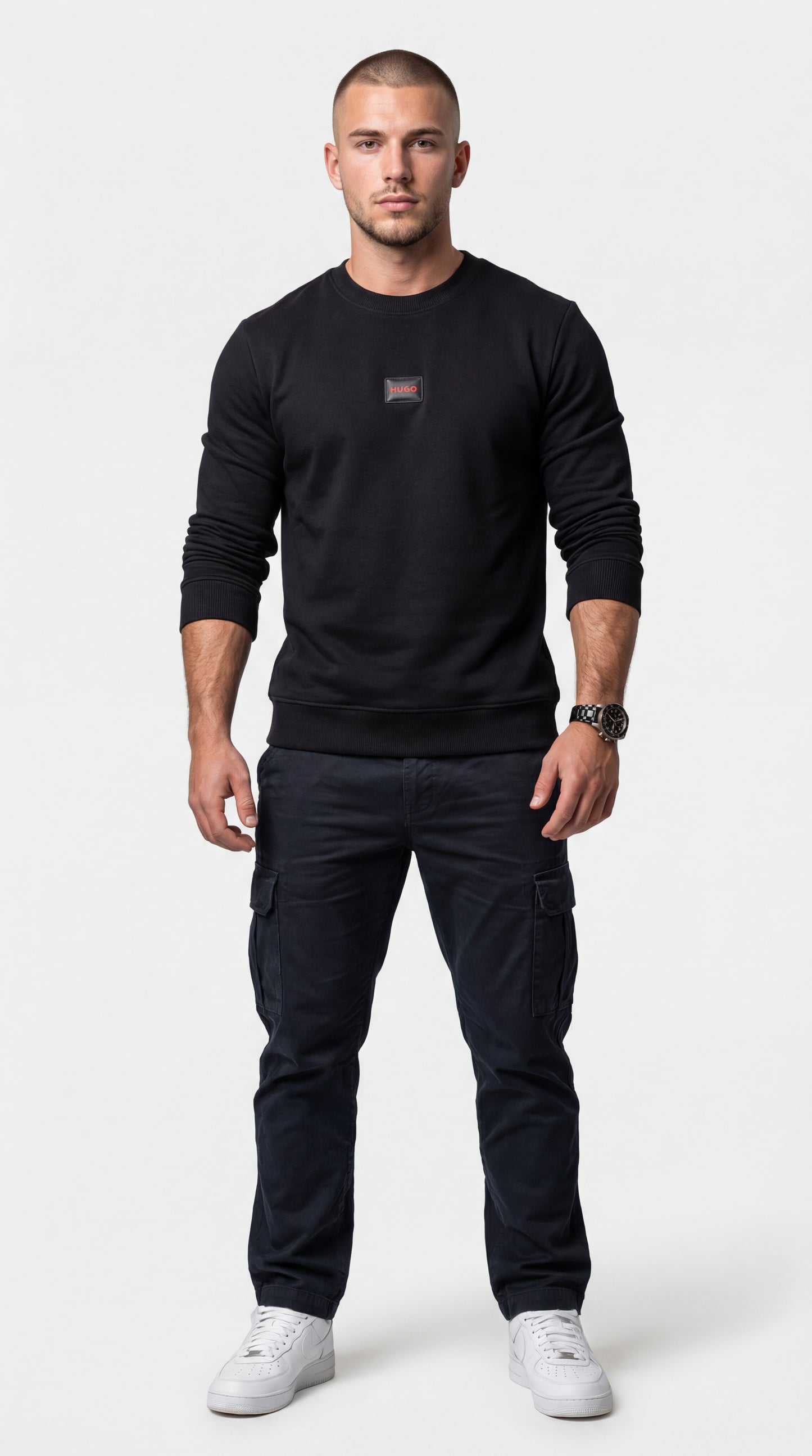 HUGO Crni Duks sa Minimalistic Gumenim Logom