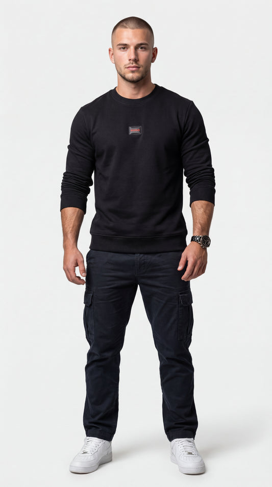 HUGO Crni Duks sa Minimalistic Gumenim Logom